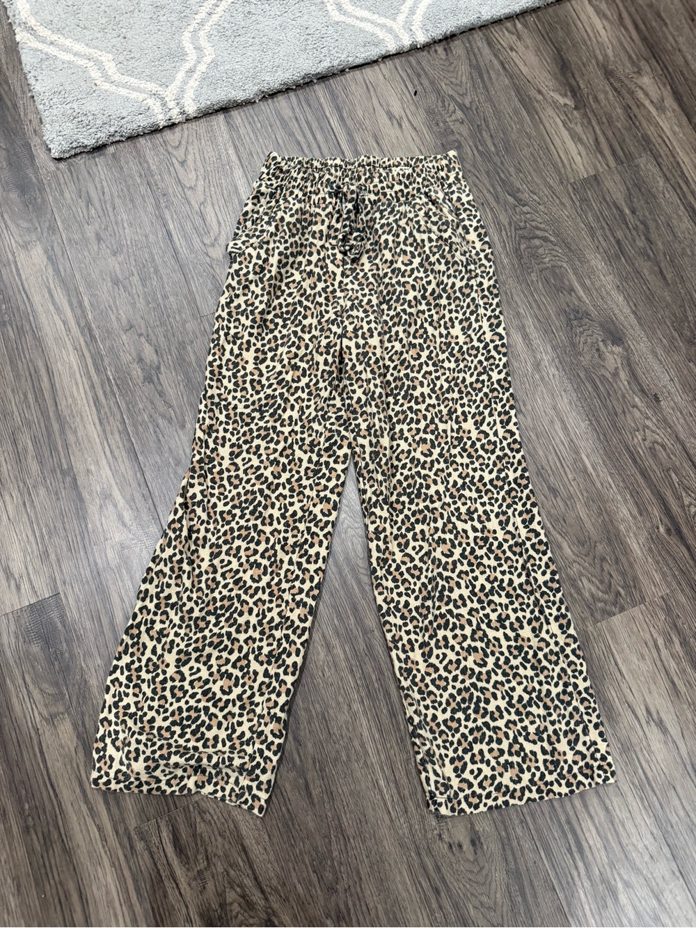 Sienna Sky Leopard Wide-Leg Pants in Tan and Black